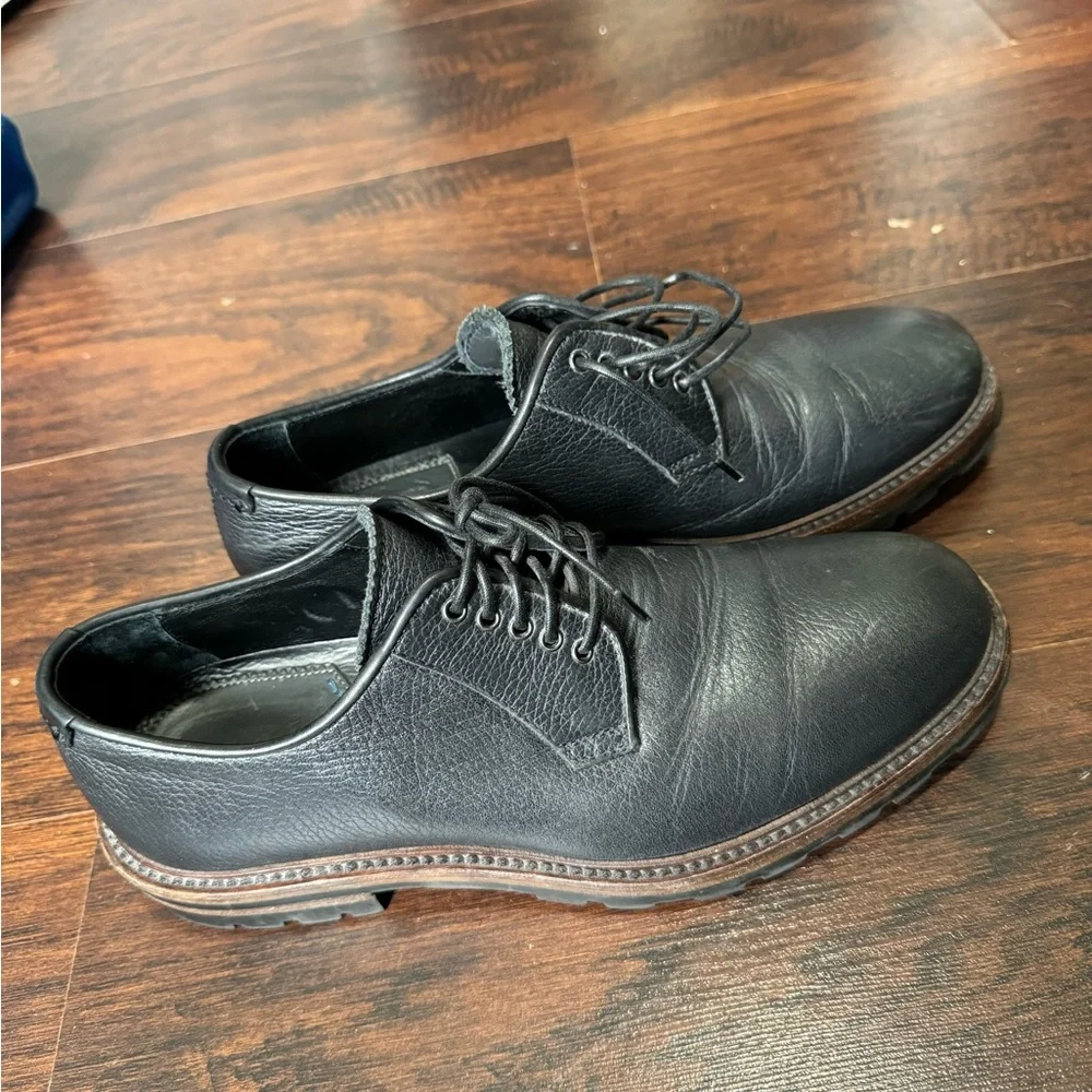 Aquatalia Men’s Leon Black Leather Lace Up Waterproof Shoes Size 9